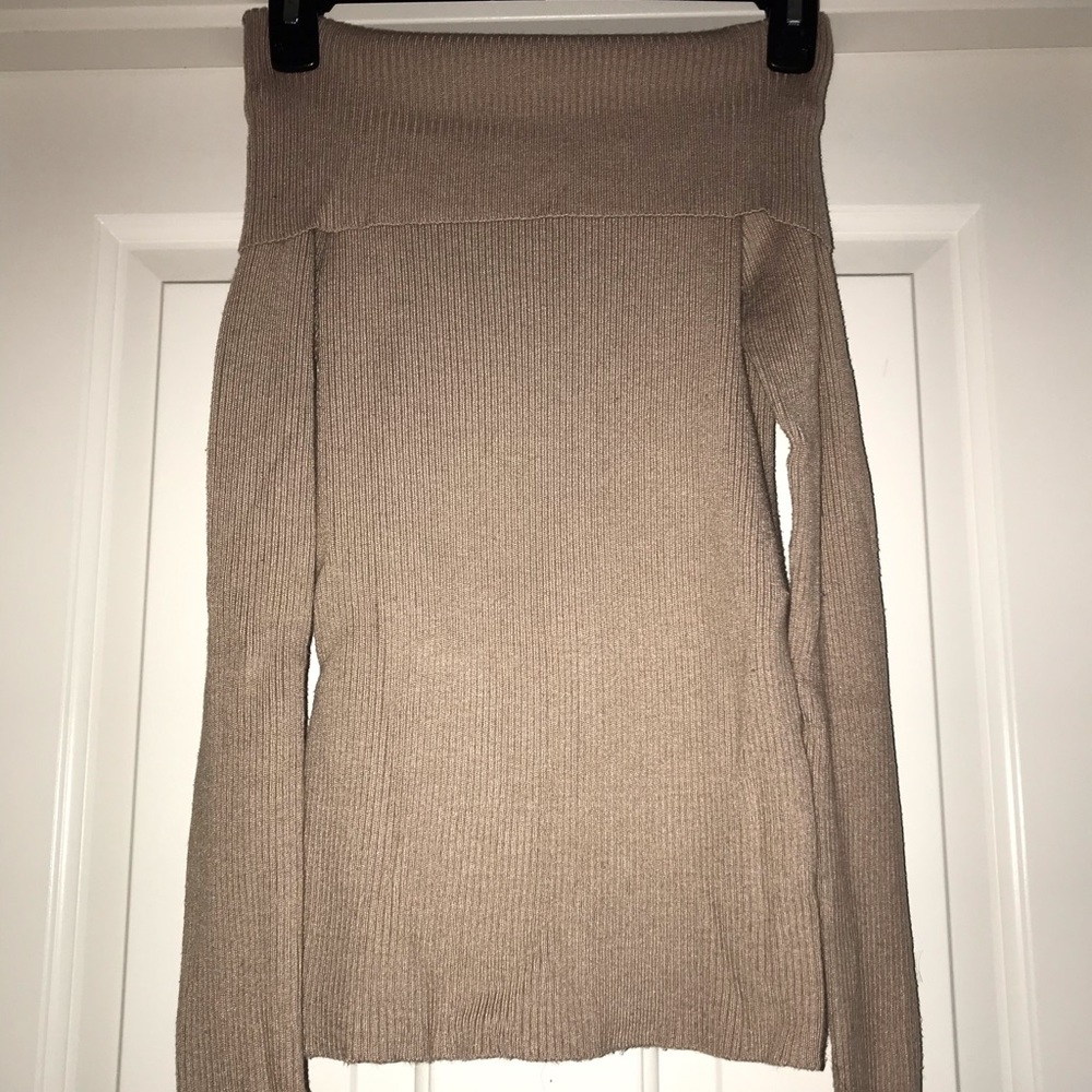 Off The Shoulder Beige Sweater